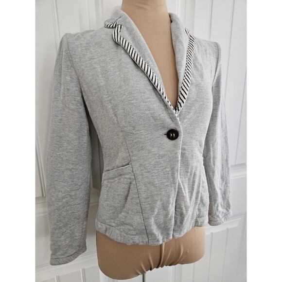 Anthropologie Cartonnier Short Jersey Jacket Blazer Grey Size 4 - Picture 1 of 10